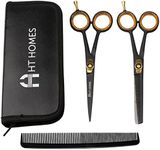 HT Homes Professional Hair Cutting Scissors Set Barber Thinning Scissors & Thinning Shears Kit 6.5 inch Black Hairdressing Shears Professional Barber Scissors Hair Cutting Shears Set Japanese Stainless Steel for Salon with COMB. (6.5" Set of 3, Black)