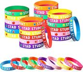 Aoriher Star Student Wristbands 8 Colors Student Reward Silicone Bracelets Teacher Recognition Award Star Rubber Bracelets for Sports Office Substitute Teacher Supplies Education Kid Activity, 2.5 x