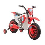 HOMCOM Kids Electric Motorbike, 12V Battery Powered Kids Motorbike for Boys and Girls with Training Wheels, Start-up Button, Pedal, for Ages 3-5 Years - Red