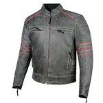 Men's Brotherhood Classic Leather Motorcycle Jacket, Vintage Distress Ventilated Removable CE Armor Biker Jacket Black M