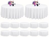 12 Pack White Round Tablecloth 90 Inch Circle Polyester Table Cloth, Washable Fabric Stain and Wrinkle Resistant Table Cover Round Table Clothes for Wedding Parties Banquet Reception Dining