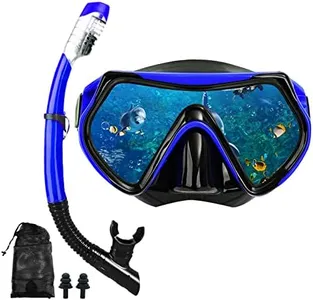 Snorkel mask Snorkeling Set for Adults and Youth, Diving mask and Full Dry Snorkel Swim Googles is Suitable for Snorkeling, Dive Scuba Diving, Swimming (Blue)