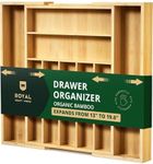 Luxury Bamboo Kitchen Drawer Organizer - Silverware Organizer - Utensil Holder and Cutlery Tray with Grooved Drawer Dividers for Flatware and Kitchen Utensils (9 Slot, Natural)