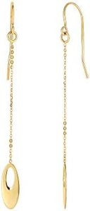 14K Yellow Gold Oval Bead Drop Earrings