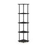 Furinno Turn-N-Tube 5 Tier Corner Display Rack Multipurpose Shelving Unit, Black/Grey