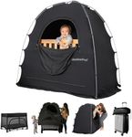 SlumberPod The Original Blackout Sleep Tent Travel Essential for Babies and Toddlers, Mini Crib and Pack N Play Cover, Sleep Pod for Kids with Monitor Pouch and Fan Pouch, Blocks 95%+ Light, Black