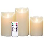 Eldnacele Flickering Flameless Candles Dancing Flame with Timer Remote Control 4 5 6 Inches Set of 3 Real Wax Pillar Battery Operated LED Candles Smooth Finish for Home Decoration