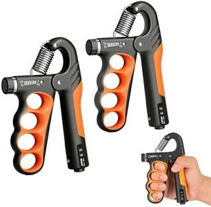 Hautrely 2PCS Hand Gripper Strengthener, 11-220LB Adjustable Resistance Grip Strength Trainer with Counter, Forearm Exerciser for Injury Recovery and Muscle Building (Orange)