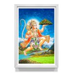 WhatsYourPrint Hanuman Ji Photo Frame Collection - Small and Large Acrylic Frames for Temple, Wall, Mandir, Gym, and Outdoor Spaces, for Home Decor (Size 8x12 inches, White Color Frame)