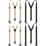 Janmercy 4 Pcs Hidden Suspenders for Untucked Men Hiking Suspenders Airport Friendly Suspenders Adjustable Under Clothing Suspenders Invisible Belt Alternative for Men Black, Beige, Black, Large