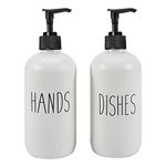 GOYISEE 16 OZ Glass Soap Dispenser with Pump, Bathroom and Kitchen Soap Dispenser Set,Dish Soap Dispenser, Hand Soap,Bathroom Decor,Black Kitchen Accessories(White & White)