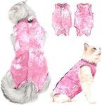 KUTKUT Cat Recovery Suit for Spay OneSize for After Surgery, Breathable Surgery Recovery Suit Female Surgical Spay Suit, Kitten Suit E Collar Alternative Anti Licking Wounds (Pink:L, Chest:38-45cm)