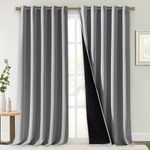 NICETOWN Total Shade Curtains and Draperies, Heavy-Duty Full Light Shading Drapes with Black Liner for Villa/Hall/Dorm Window（Silver Grey, Set of 2 Panels, 70 inches Wide x 95 inches Long