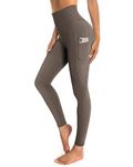 OUGES Womens High Waist Yoga Pants with Pockets Workout Running Gym Leggings(Grey-01,M)