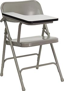 Flash Furniture Chaise Pliante Rutherford en Acier avec Bras de Tablette pour droitier, Fauteuil Pliable Commercial pour Tablette de Salle de conférence, Lot de 2, Gray