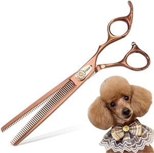 FOGOSP Thinning Shears for Dogs Grooming 7'' Professional Double Sided Dog Thinning Scissors 48 Teeth Blender Shears 25% Thinning Rate Japan 440C(Bronze)