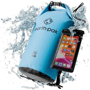 Earth Pak -Waterproof Dry Bag - Roll Top Dry Sack Keeps Gear Dry for Boating, Hiking, Camping and Fishing with Waterproof Phone Case (Light Blue, 55L)