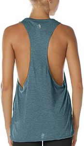 icyzone Workout Tank Tops for Women - Running Muscle Tank Sport Exercise Gym Yoga Tops Athletic Shirts (L, Lake Blue)
