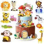 OSDUE 11 PCS Cake Toppers, Animal Happy Birthday Cake Toppers Decorations, Jungle Animal Birthday Cake Decorations, Animal Cupcake Toppers, Reusable, for Kids Boy Girl, Birthday Shower Party Supplies