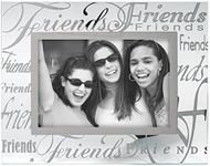 Malden International Designs Mirrored Glass with Silver Metal Inner Border Friends Picture Frame, 4x6, Clear