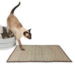 Mats Avenue Cat Litter Box and Tray Mat Natural Sisal Hand Made Beige Color with Wool Yarn End Finishing (40X60 CM)