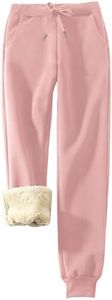 Flygo Womens Sherpa Lined Athletic Sweatpants Winter Active Joggers Fleece Pants(Pink-S)