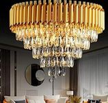 SHRI MAHAL ANTIQUES Crystal Chandelier for Living Room Bedroom Office Jhoomar Glass Crystal Big Size Jhumar Modern Ceiling Light (Size: 50 x 50 x 100 CM)