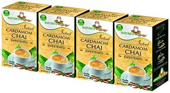 Nature's Guru Instant Cardamom Chai Tea Drink Mix Sweetened 10 Count Single Serve On-the-Go Drink Packets (Pack of 4)