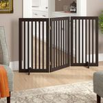 BELIEF WOOD Modern Freestanding Foldable Pet Gate | Kids & Pets Safety Gate Partition | with a Pair of Support Feet Indoor Foldable Dog Fence for Stairs, Hallways or Doorways (3 Panel)