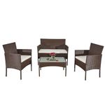 Aweather 4 Pieces Outdoor Rattan Chair Wicker Sofa, Rattan Garden Furniture Set for Yard,Pool or Backyard（Brown/Beige）