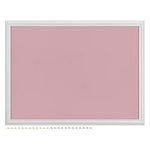 Navaris Framed Fabric Bulletin Board - 60 x 45cm - Memo Notice Pin Board for Wall - Plush Jewellery Organiser Pinboard - Pink Fabric & White Frame