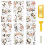 WANDIC 6 Sheets Rub On Transfer Stickers Vintage Floral Decals Waterproof Stickers Furniture Windows Craft Decals for Home Office DIY Scrapbooking Photo Albums Greeting Cards Wall,12 * 6in