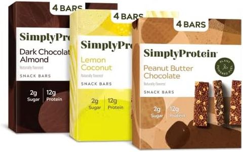Simply Protein Variety Pack Protein Bars, Vegan Protein Bars Low Sugar High Protein, Gluten Free, 12 Pack