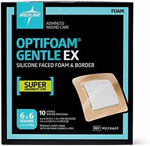 Medline Optifoam Gentle EX Bordered Foam Adhesive Dressing, 6" x 6" Square (10 Count)