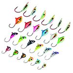 BASSDASH Ice Fishing Lure Kit Glowing Paint Jigs for Winter Ice Jigging Crappie Sunfish Perch Walleye Pike with Tackle Box