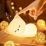 JB'S LAND™ 2024 New Cute Silicone Lamp for Kids Room Decor,Dimmable Nursery Lamps,Kawaii Room Decor Fruit Night Light Bedside Lamp for Baby and Toddler (New Cute Kitty)