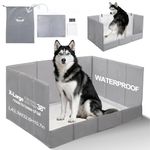 HQ4US 4LEGS Dog Litter Box with High Walls, Foldable Pee Pad Holder Tray Indoor Dog Potty for Puppy & Large Dogs, Seamless, No Assembly, Waterproof, Easy to Clean, No Spill,Portable for Travel