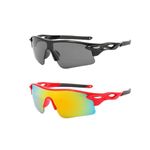 swanoble UV400 2 Sports Sunglasses for Kids Cycling,Light frame Sunglasses for Boys Girls,Youth Softball Baseball Golf, Black+ Red