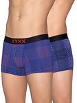 XYXX Men's Modal Regular Checkered (Pack of 2) CR62_Trunk_01_2_3_Orange Ocean Blue Lilac and Carbon Grey Checks_XL