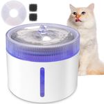 Nobleza Cat Water Fountain for Drinking, 2L Cat Fountain, Drinking Fountains for Cats, Ultra Quiet Pet Water Fountain for Drinking, Kitten Kitty Water Fountain Cat Bowl, Smart LED Light, Multiple Pets