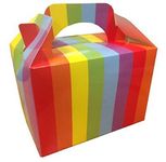 MustBeBonkers 250 x Kids Meal Party Boxes Cardboard Lunch Food Takeaway Box - Choose your Theme (Rainbow)