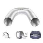 Ardnib 6" Flexible Aluminum Duct Pipe for Kitchen Chimney | Expands to 6 ft. | Complete Installation Kit with Free Cowl Cover, 2m Tape, and Clamp | Fits Various Chimney Brands