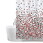 ANSIO Shower Curtain Mould and Mildew Resistant - Mosaic Red, 180 x 180 cm (71 x 71 Inch) | Water Repellant Fabric | 100% Polyester