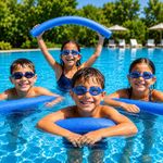 Fitfix® Blue Swimming Foam Noodles for Training Floating for Kids & Adults 1.5 Meter Length-Pool Decoration Item for Boys and Girls Learning Swim