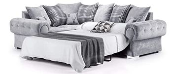 Honeypot Sofa Bed - Verona Scatterback Sofabed Grey Left Hand Facing Corner - Soft Grey Fabric Upholstered Couch | Setup Included | Made in EU | Built to Last (Left Hand Facing Corner Sofabed,Grey)