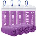 Sukeen 4 Pack Cooling Towels (40"x12") Cool Towel, Cold Towel, Microfiber Soft Breathable Chilly Ice Towel for Yoga,Sport,Running,Gym,Workout,Camping,Fitness,Workout & More Activities