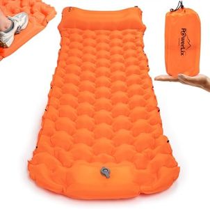 POWERLIX New Upgraded Sleeping Pad for Camping with Built in Pillow and Foot Pump, Carry Bag - Compact Lightweight Camping Mat, Outdoor Backpacking Hiking Travelling Camping Air Mattress Airpad