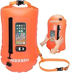 Hikeen Swim Buoy with Dry Bag 20L - Waterproof Touchscreen Large,Fully Waterproof Swim Safety Float for Open Water Swimmers and Training Triathletes, Kayaking, Be Bright, Be Safer