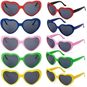 THE TWIDDLERS 10 Lunettes de Soleil Coeur, Lunettes Fantaisie pour Enfants & Adultes - Pochettes Surprises, Cadeaux Invités, Déguisements pour Fêtes