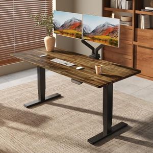 FLEXISPOT E6 MAX Acacia Solid Wood 72x30 Inch Dual Motor Heavy Duty Standing Desk, 330lbs Weight Capacity, 3-Stage Height Adjustable Desk w/Cable Management & Wheels(Walnut Acacia Wood + Black Frame)